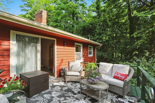 1712 S Flatrock River Rd, Rushville, IN 46173 - wooden deck with an outdoor hangout area