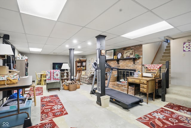 1712 S Flatrock River Rd, Rushville, IN 46173 - exercise area with a paneled ceiling