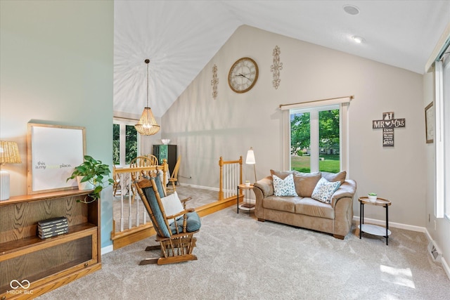 3479 Sugar Loaf Ct, Carmel, IN 46033 - carpeted living room featuring high vaulted ceiling and healthy amount of natural light
