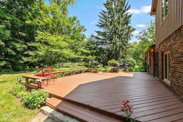 3479 Sugar Loaf Ct, Carmel, IN 46033 - wooden terrace featuring view of scattered trees and area for grilling