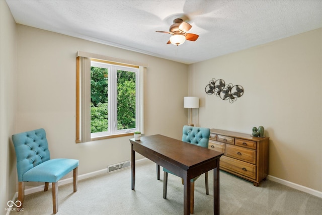 3479 Sugar Loaf Ct, Carmel, IN 46033 - office space featuring light colored carpet, a ceiling fan, and a textured ceiling