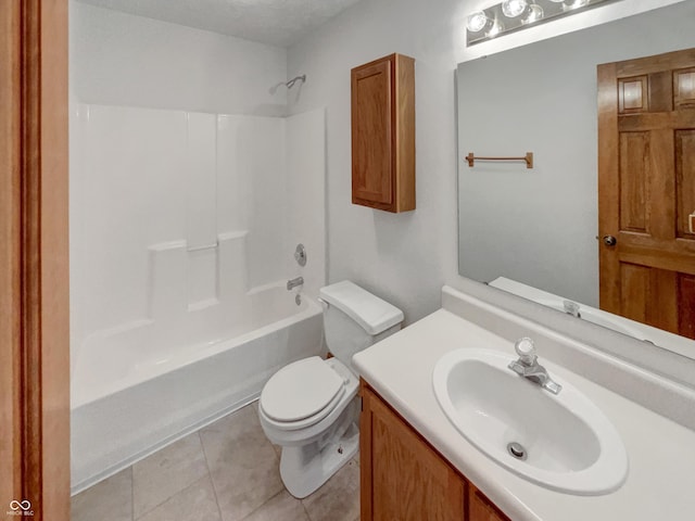 4825 May Ridge Ln, Indianapolis, IN 46254 - full bath with tile patterned floors, toilet, shower / bathtub combination, and vanity