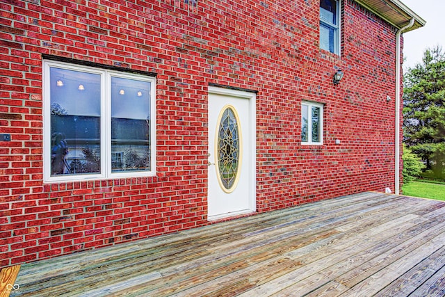 7333 State Road 42, Martinsville, IN 46151 - view of exterior entry with a wooden deck and brick siding