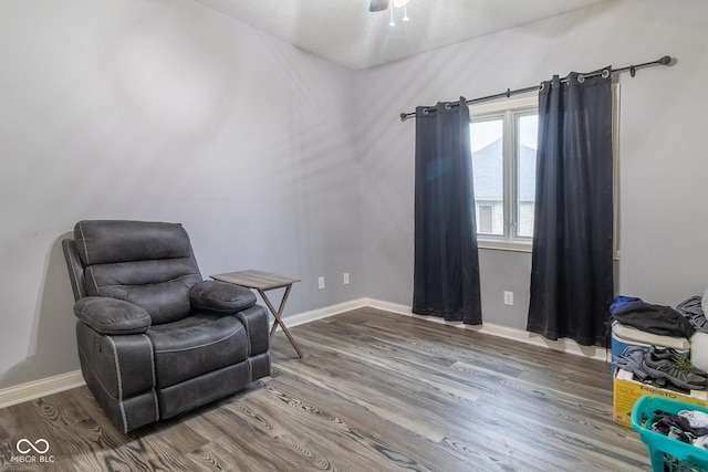 121 George Ct, Danville, IN 46122 - sitting room featuring wood finished floors, baseboards, and ceiling fan