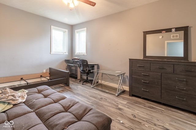 121 George Ct, Danville, IN 46122 - bedroom featuring light wood-style flooring, a ceiling fan, and baseboards