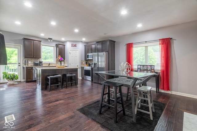 121 George Ct, Danville, IN 46122 - dining room with dark wood-style floors, recessed lighting, and baseboards