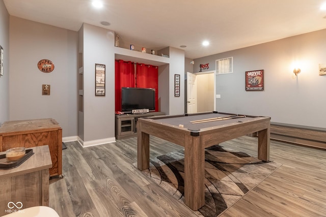 121 George Ct, Danville, IN 46122 - rec room with wood finished floors, pool table, recessed lighting, and baseboards