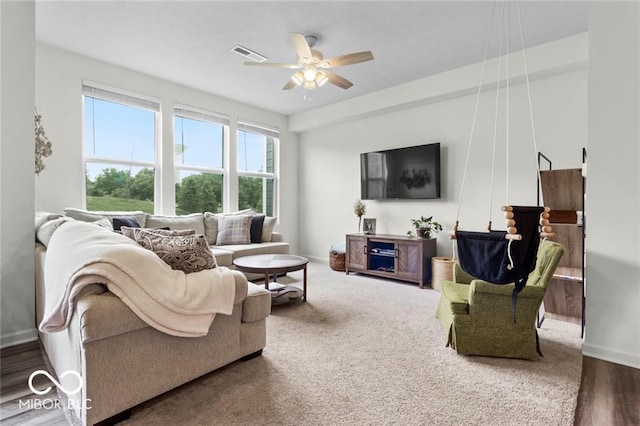 14350 Ludwell Ct, Fishers, IN 46037 - living area with a ceiling fan and baseboards