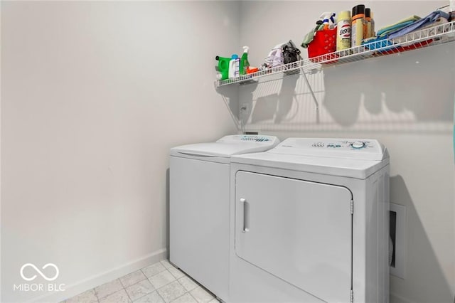 14350 Ludwell Ct, Fishers, IN 46037 - laundry area featuring washing machine and clothes dryer and baseboards