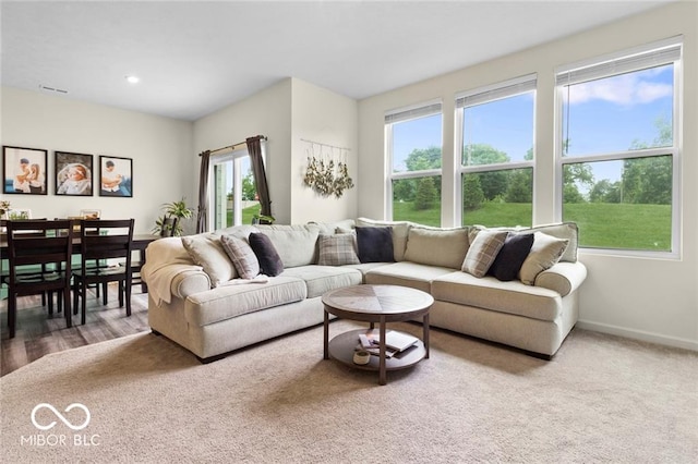 14350 Ludwell Ct, Fishers, IN 46037 - living area featuring plenty of natural light, baseboards, and recessed lighting