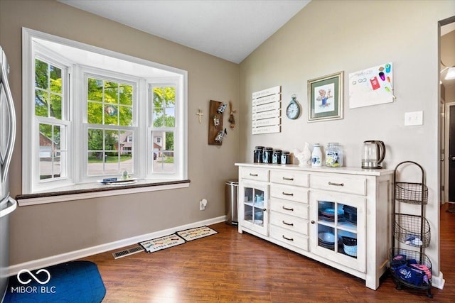 11041 Limbach Cir, Indianapolis, IN 46236 - office space with dark wood finished floors, baseboards, and vaulted ceiling