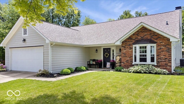 11041 Limbach Cir, Indianapolis, IN 46236 - ranch-style house featuring a shingled roof, brick siding, and a front lawn