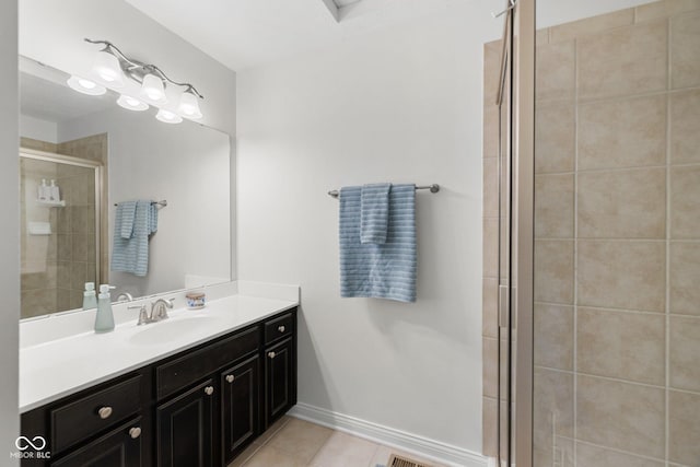 15292 Slateford Rd, Noblesville, IN 46062 - bathroom featuring tile patterned flooring, vanity, and a stall shower
