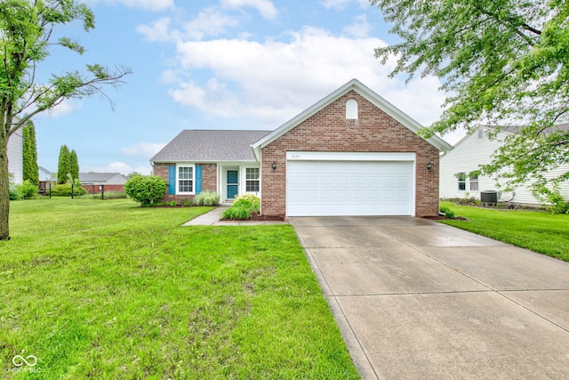8684 Captain Dr, Avon, IN 46123 - traditional-style house featuring brick siding, central air condition unit, and a front lawn