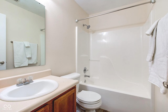 8684 Captain Dr, Avon, IN 46123 - bathroom featuring toilet, vanity, and shower / bathtub combination