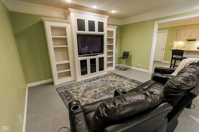 7093 Republic Ln, Indianapolis, IN 46259 - living area with crown molding, recessed lighting, and baseboards