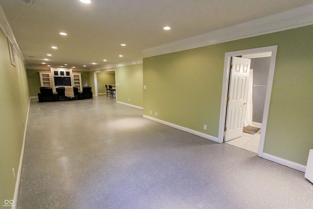 7093 Republic Ln, Indianapolis, IN 46259 - unfurnished living room featuring recessed lighting, ornamental molding, and baseboards