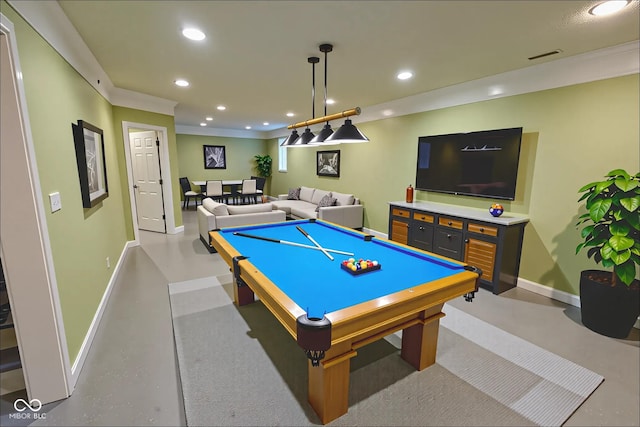 7093 Republic Ln, Indianapolis, IN 46259 - recreation room featuring recessed lighting, billiards, and finished concrete floors