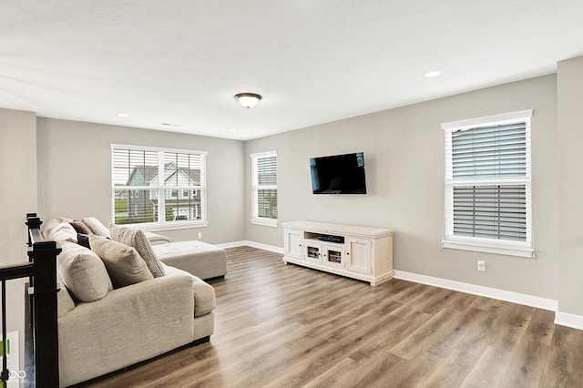 4602 Hayward Way, Westfield, IN 46062 - living room featuring wood finished floors, baseboards, and recessed lighting
