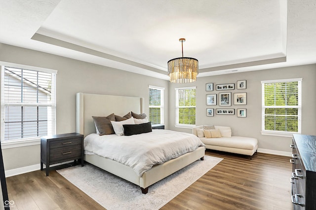 4602 Hayward Way, Westfield, IN 46062 - bedroom featuring a raised ceiling, baseboards, and dark wood finished floors