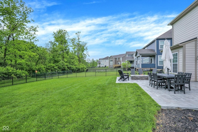 4602 Hayward Way, Westfield, IN 46062 - view of yard featuring a patio area, a fire pit, and a residential view