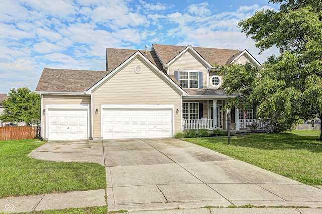 1306 Flat Wood Ct, Brownsburg, IN 46112 - traditional-style home featuring a porch, an attached garage, and concrete driveway