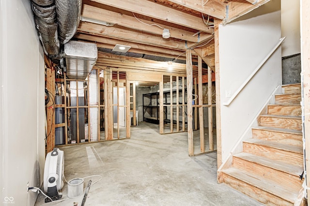 1306 Flat Wood Ct, Brownsburg, IN 46112 - unfinished below grade area with stairs and water heater
