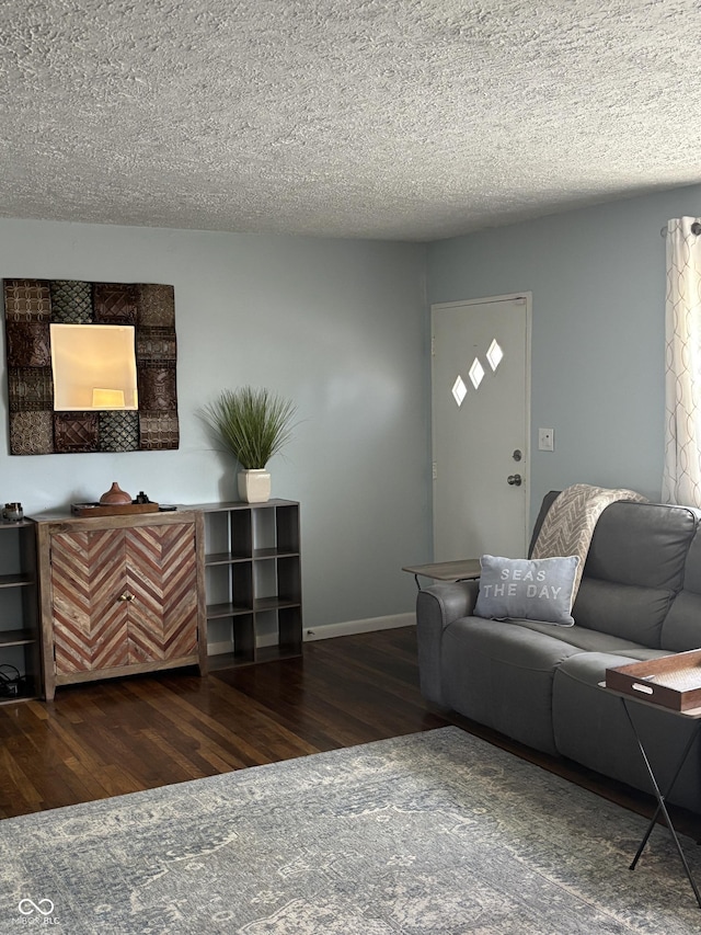 3031 W 18th St, Indianapolis, IN 46222 - living area with wood finished floors, baseboards, and a textured ceiling