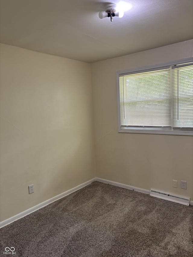 3031 W 18th St, Indianapolis, IN 46222 - spare room featuring healthy amount of natural light, carpet floors, and a baseboard heating unit