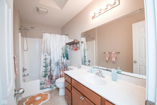 60 Bittersweet Ct, Seymour, IN 47274 - full bathroom featuring toilet, tile patterned flooring, vanity, and shower / bath combo