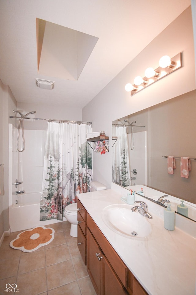 60 Bittersweet Ct, Seymour, IN 47274 - full bathroom featuring toilet, tile patterned floors, vanity, and shower / tub combo