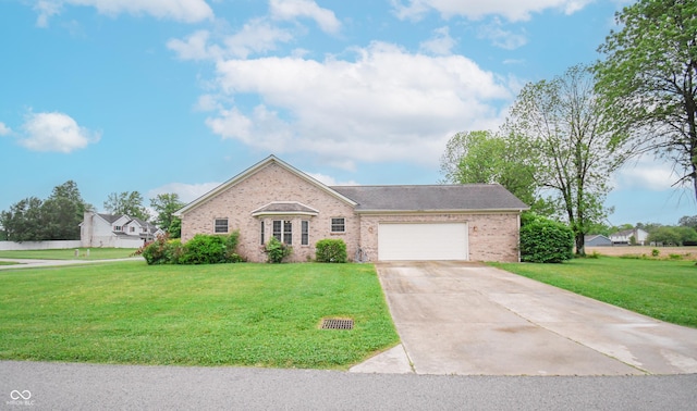 60 Bittersweet Ct, Seymour, IN 47274 - ranch-style home featuring brick siding, an attached garage, a front lawn, and concrete driveway