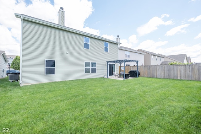 935 Northwich Ave, Westfield, IN 46074 - rear view of house featuring a pergola, central AC, a chimney, and a patio area
