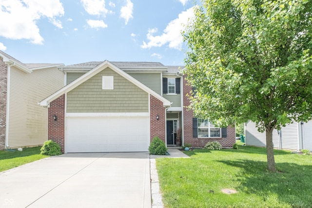 935 Northwich Ave, Westfield, IN 46074 - view of front of property with an attached garage, concrete driveway, a front lawn, and brick siding