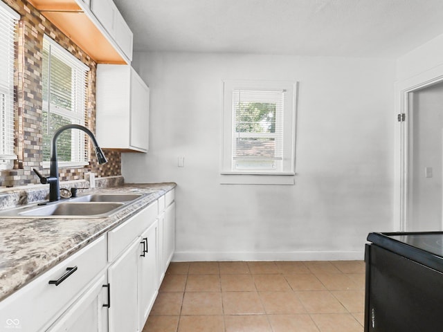 1209 W 22nd St, Anderson, IN 46016 - kitchen with a sink, plenty of natural light, white cabinetry, and black range with electric cooktop