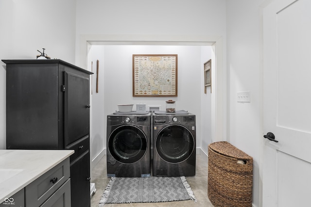 10104 E 850 S, Elizabethtown, IN 47232 - laundry area with independent washer and dryer, cabinet space, and baseboards