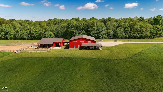 10104 E 850 S, Elizabethtown, IN 47232 - aerial view of property and surrounding area featuring a heavily wooded area