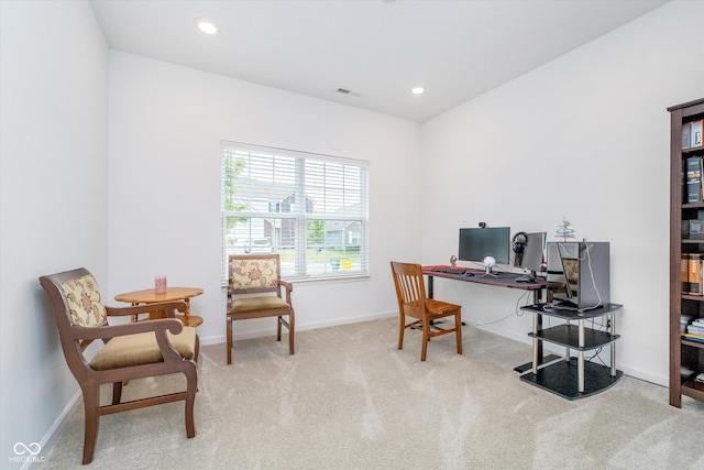 5304 Maywood Dr, Whitestown, IN 46075 - home office with carpet flooring, baseboards, and recessed lighting