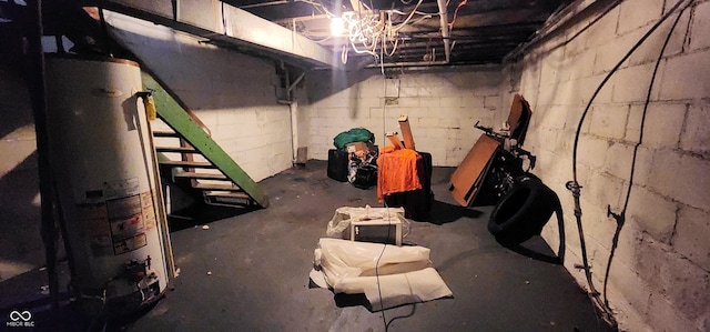 315 S Rural St, Indianapolis, IN 46201 - unfinished basement with gas water heater and stairs