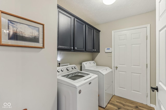 10759 Sawgrass Dr, Fishers, IN 46037 - washroom with independent washer and dryer, wood finished floors, cabinet space, and a textured ceiling