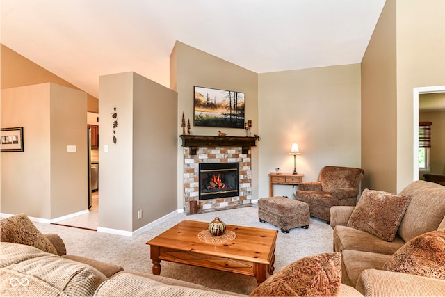 10759 Sawgrass Dr, Fishers, IN 46037 - living area with light carpet and a fireplace