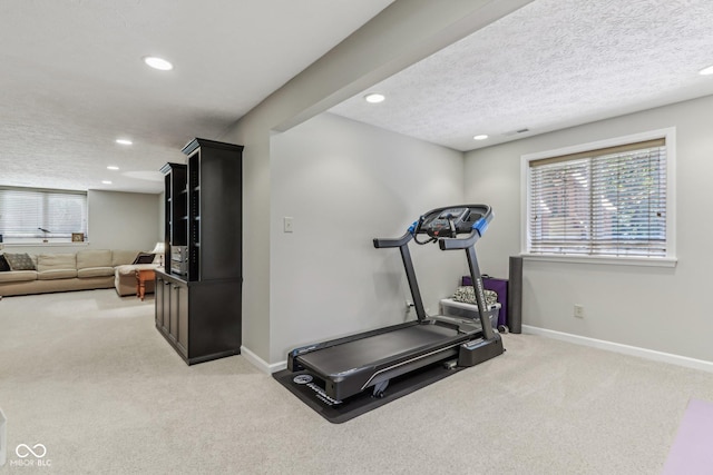 10759 Sawgrass Dr, Fishers, IN 46037 - workout room with carpet, recessed lighting, and a textured ceiling