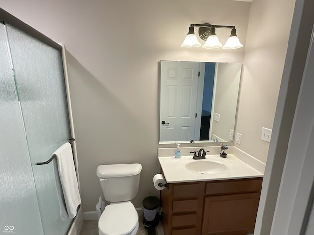 425 Bridgewater Ln S, Muncie, IN 47304 - bathroom with vanity, toilet, and a shower with shower door