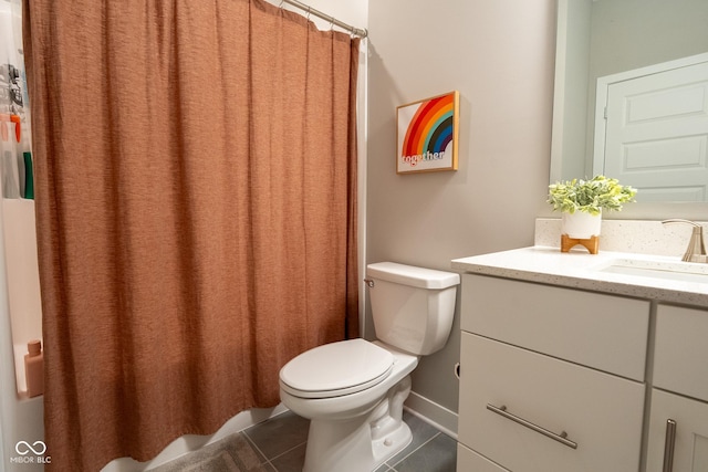 9741 Haughton Ln, Mccordsville, IN 46055 - bathroom featuring tile patterned flooring, vanity, and curtained shower