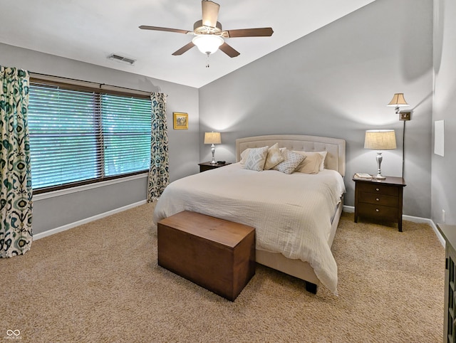 319 Mcintosh Ln, Westfield, IN 46074 - carpeted bedroom featuring lofted ceiling, baseboards, and ceiling fan