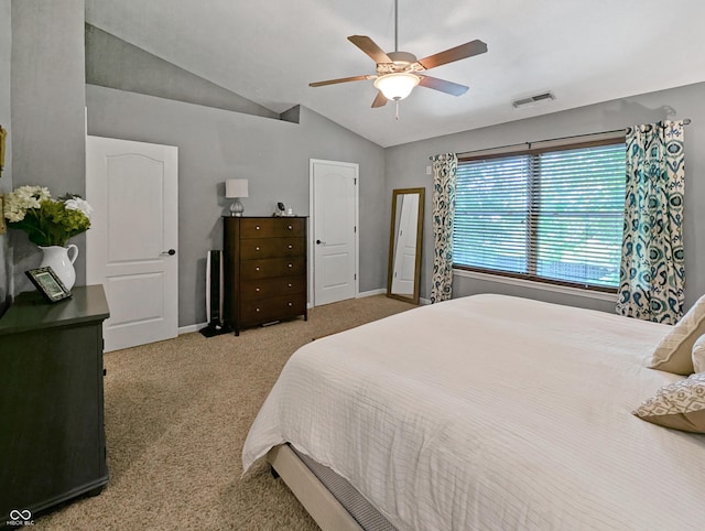319 Mcintosh Ln, Westfield, IN 46074 - bedroom featuring carpet, vaulted ceiling, a ceiling fan, and baseboards
