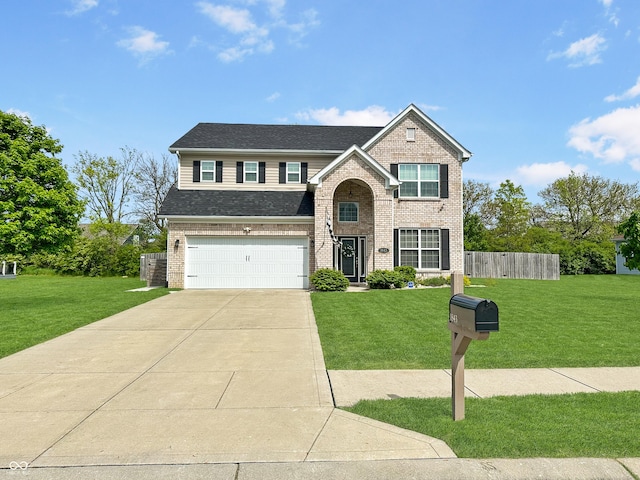 1843 Winchester Blvd, Avon, IN 46123 - traditional-style house with brick siding, an attached garage, concrete driveway, and a shingled roof