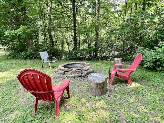 6774 S Becks Grove Rd, Freetown, IN 47235 - view of yard with an outdoor fire pit