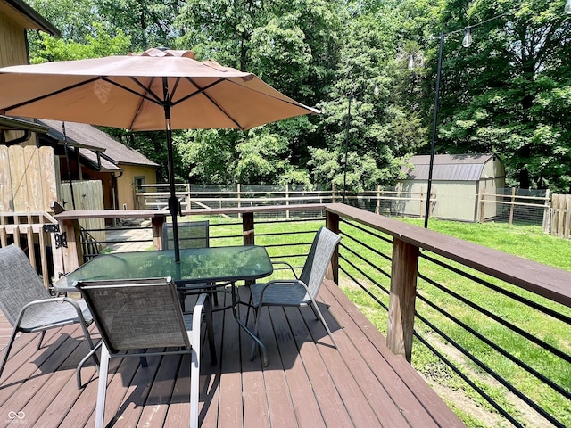 6774 S Becks Grove Rd, Freetown, IN 47235 - wooden terrace featuring outdoor dining space