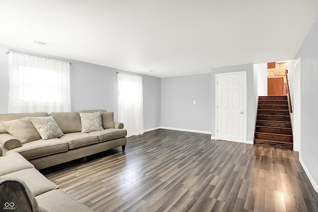 3126 Carriage Rd, West Lafayette, IN 47906 - living area with dark wood finished floors, stairs, and baseboards